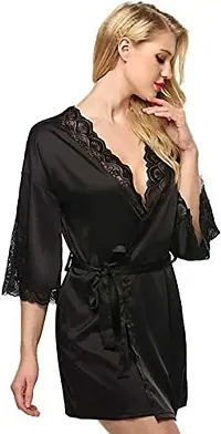 Modon Enterprises Satin Solid Sleepwear Nightgown Use Everyday for Women and Girls Free Size (Free Size, Black_03)-thumb3