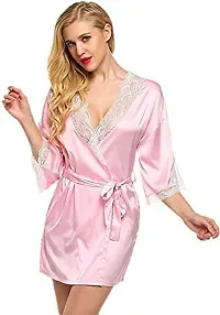 Modon Enterprises Solid Satin Nighty Nightwear Western Dress for Ladies and Girls Free Size (Free Size, Pink)-thumb3