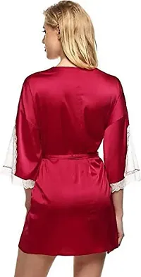 Modon Enterprises Satin Solid Sleepwear Nightgown Use Everyday for Women and Girls Free Size (Free Size, Maroon_03)-thumb1