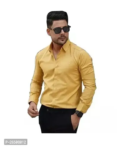 Reliable Yellow Cotton Solid Long Sleeves Casual Shirt For Men-thumb0