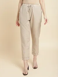 Elegant Beige Self Design Cotton Kurta with Bottom And Dupatta Set For Women-thumb3