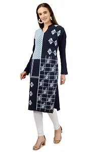 LUFEEP Women Full Sleeve Printed Hair Woolen Kurta-thumb3