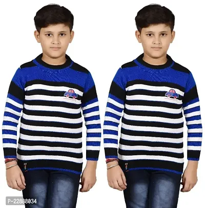 Classic Wool Striped Winter Sweaters for Kids Boys, Pack of 2