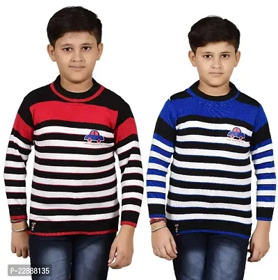 Classic Wool Striped Winter Sweaters for Kids Boys, Pack of 2