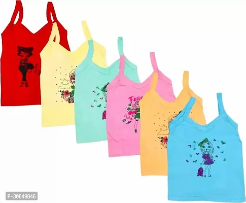 Vest For Girls Pure Cotton  Multicolor Pack of 6