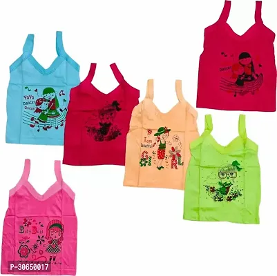 Vest For Girls Cotton  Multicolor Pack of 6