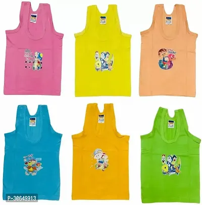 Vest For Girls Pure Cotton  Multicolor Pack of 6-thumb0