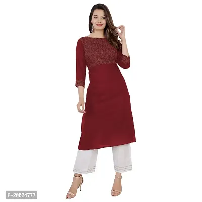 NNAVDHA Solid Embroidery Work Straight Rayon Festive Kurta-thumb0