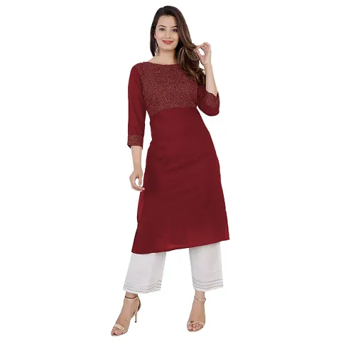 Stylish Rayon Straight Embroidery Kurta