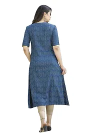 NNAVDHA Women A-Line Rayon Traditional Jaipuri Bandhej Printed Knee Length Half Sleeve Kurta-thumb2