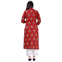 NNAVDHA Women Straight Cotton Floral Printed Calf Length Maroon Kurta-thumb2