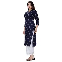 NNAVDHA Women Straight Rayon Small Gold Buti Floral Printed Calf Length Kurta-thumb3