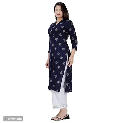 NNAVDHA Women Straight Rayon Small Gold Buti Floral Printed Calf Length Kurta-thumb4