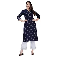 NNAVDHA Women Straight Rayon Small Gold Buti Floral Printed Calf Length Kurta-thumb1