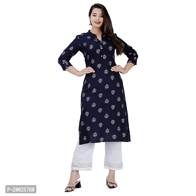 NNAVDHA Women Straight Rayon Small Gold Buti Floral Printed Calf Length Kurta-thumb2