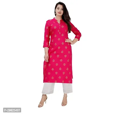 NNAVDHA Women Straight Rayon Small Gold Buti Floral Printed Calf Length Kurta-thumb0