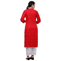 NNAVDHA Women Straight Rayon Small Gold Buti Floral Printed Calf Length Red Kurta-thumb2