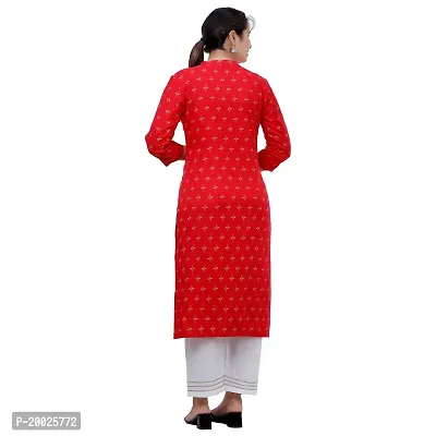 NNAVDHA Women Straight Rayon Small Gold Buti Floral Printed Calf Length Red Kurta-thumb3