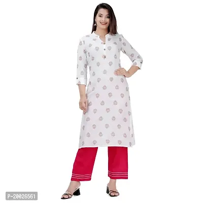 NNAVDHA Women Straight Rayon Small Gold Buti Floral Printed Calf Length Kurta-thumb2