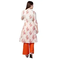 NNAVDHA Women A-Line Cotton Floral Printed Calf Length Orange Kurta-thumb2