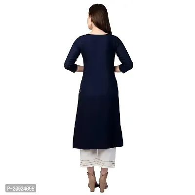 NNAVDHA Women Straight Rayon Solid Calf Length Kurta-thumb3