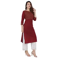 NNAVDHA Solid Embroidery Work Straight Rayon Festive Kurta-thumb3