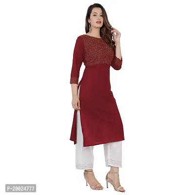 NNAVDHA Solid Embroidery Work Straight Rayon Festive Kurta-thumb4