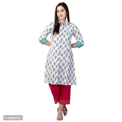 NNAVDHA Women A-Line Cotton Floral Printed Calf Length Kurta