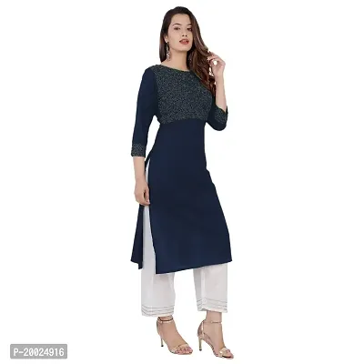 NNAVDHA Solid Embroidery Work Straight Rayon Festive Kurta-thumb5