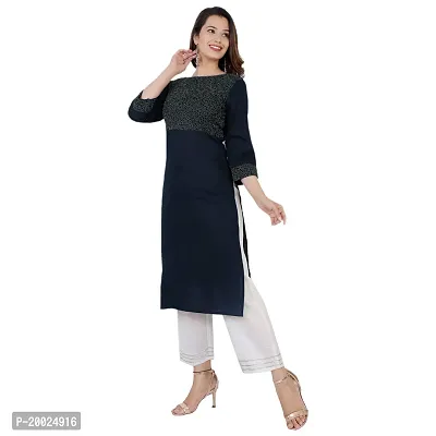 NNAVDHA Solid Embroidery Work Straight Rayon Festive Kurta-thumb4