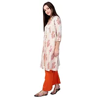 NNAVDHA Women A-Line Cotton Floral Printed Calf Length Orange Kurta-thumb3