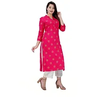 NNAVDHA Women Straight Rayon Small Gold Buti Floral Printed Calf Length Kurta-thumb4