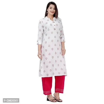 NNAVDHA Women Straight Rayon Small Gold Buti Floral Printed Calf Length Kurta-thumb5