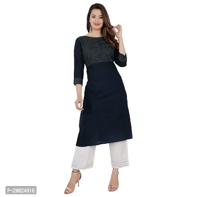 NNAVDHA Solid Embroidery Work Straight Rayon Festive Kurta-thumb2