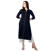 NNAVDHA Women Straight Rayon Solid Calf Length Kurta-thumb1