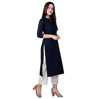 NNAVDHA Women Straight Rayon Solid Calf Length Kurta-thumb3