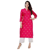 NNAVDHA Women Straight Rayon Small Gold Buti Floral Printed Calf Length Kurta-thumb1