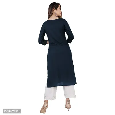 NNAVDHA Solid Embroidery Work Straight Rayon Festive Kurta-thumb3