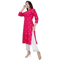 NNAVDHA Women Straight Rayon Small Gold Buti Floral Printed Calf Length Kurta-thumb3