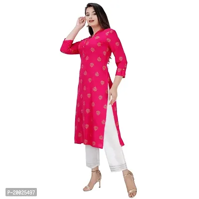 NNAVDHA Women Straight Rayon Small Gold Buti Floral Printed Calf Length Kurta-thumb4