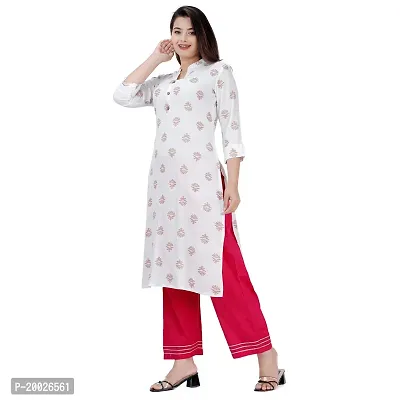 NNAVDHA Women Straight Rayon Small Gold Buti Floral Printed Calf Length Kurta-thumb4