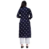 NNAVDHA Women Straight Rayon Small Gold Buti Floral Printed Calf Length Kurta-thumb2