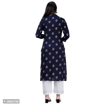 NNAVDHA Women Straight Rayon Small Gold Buti Floral Printed Calf Length Kurta-thumb3