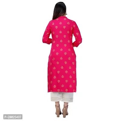 NNAVDHA Women Straight Rayon Small Gold Buti Floral Printed Calf Length Kurta-thumb3