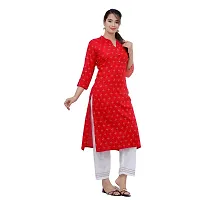 NNAVDHA Women Straight Rayon Small Gold Buti Floral Printed Calf Length Red Kurta-thumb3