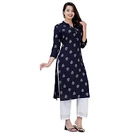 NNAVDHA Women Straight Rayon Small Gold Buti Floral Printed Calf Length Kurta-thumb4