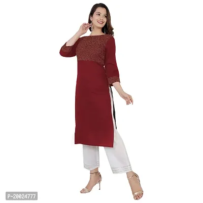 NNAVDHA Solid Embroidery Work Straight Rayon Festive Kurta-thumb5