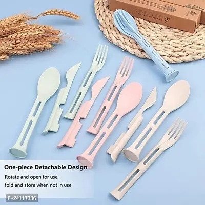 De-Ultimate 3 in 1 Reusable Spoon,Knife Forks Tableware,Spoon and Fork Set for Travel, Picnic, Camping or Daily Use-thumb3