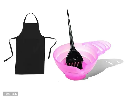 De-Ultimate Set Of Hair Coloring Dye Bowl With Brush And Solid Black Apron Sheet