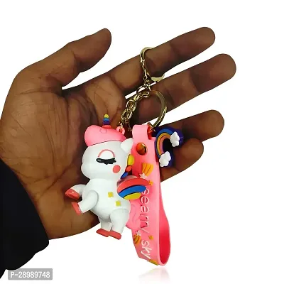 Famous Cartoon Anime 3d Rubber Keychain with Long Ribbon